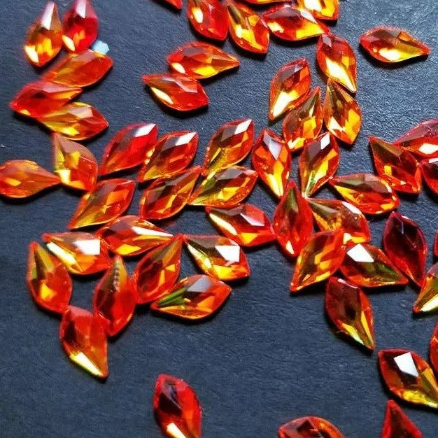 Swarovski Flame shape flat back rhinestone crystal non hotfix in Fireopal color