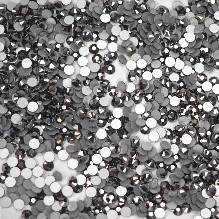 Preciosa Jet Silver Flare flat back rhinestone crystal non hotfix