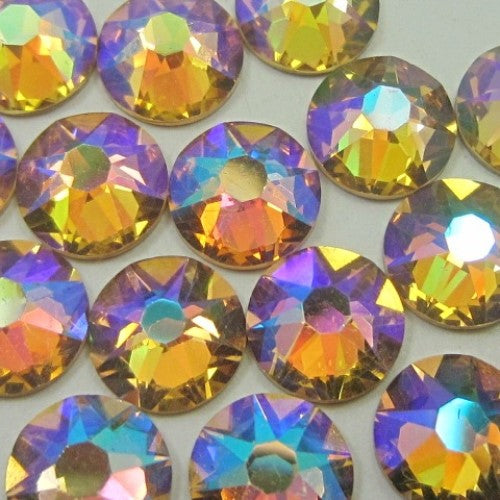 Preciosa Light Colorado Topaz AB flat back rhinestone crystal non hotfix