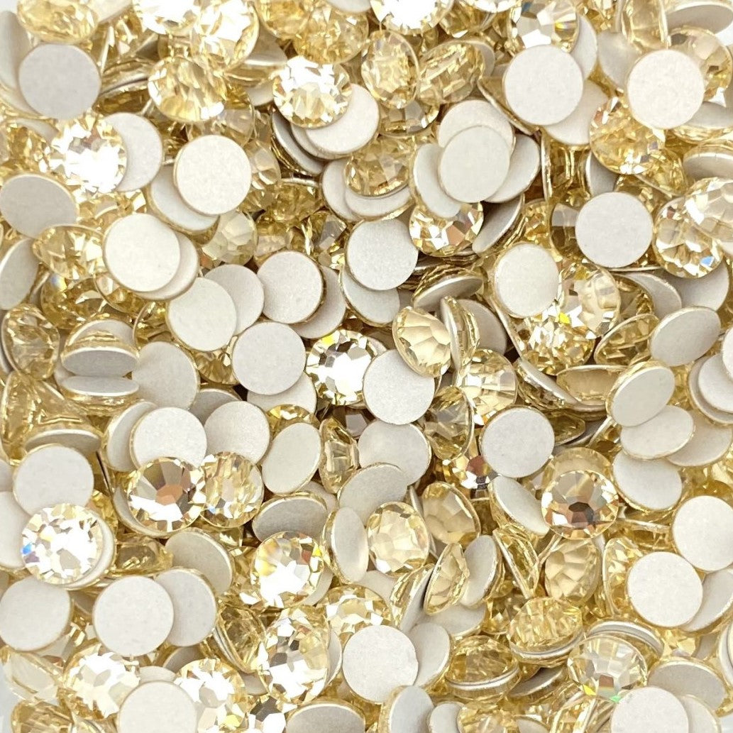 Preciosa Light Gold Quartz flat back rhinestone crystal non hotfix