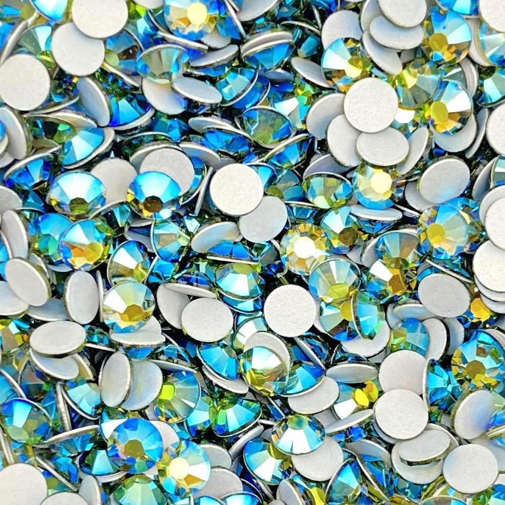 Preciosa Olivine AB flat back rhinestone crystal non hotfix