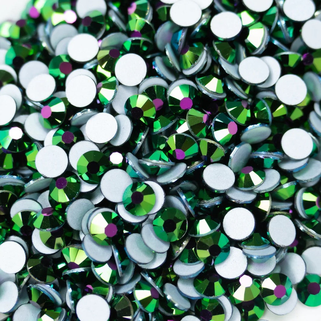 Preciosa Peacock Green flat back rhinestone crystal non hotfix