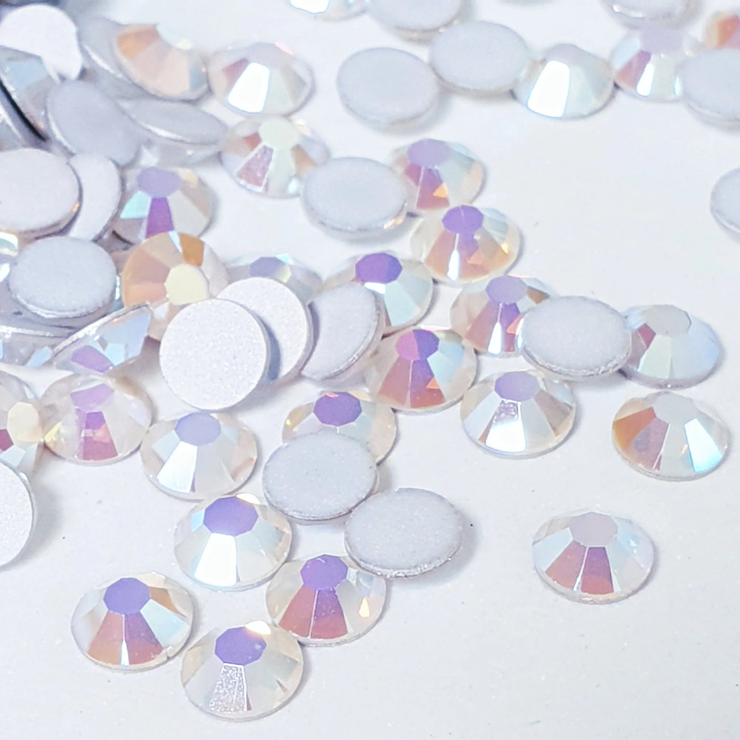 Preciosa White Opal AB flat back rhinestone crystal non hotfix