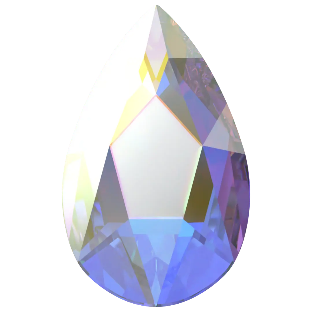 Swarovski Pear shape flat back rhinestone crystal non hotfix in Crystal AB color